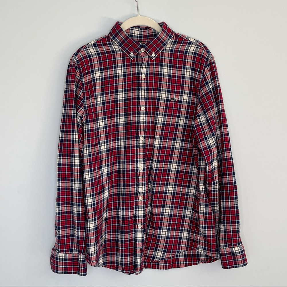 Vineyard Vines Men’s Button Down Cotton Flannel Slim Fit Whale Shirt Size Med